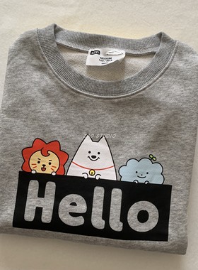 ⑥&8工厂尾货！圆单ROY6联M可爱卡通印花宽松圆领短款卫衣女百搭