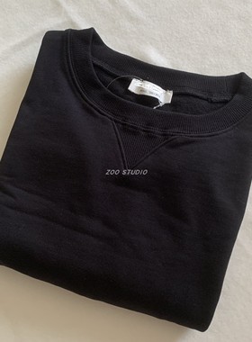 工厂尾货！⑥&8圆单加绒薄绒减龄宽松圆领套头短款卫衣女黑色百搭