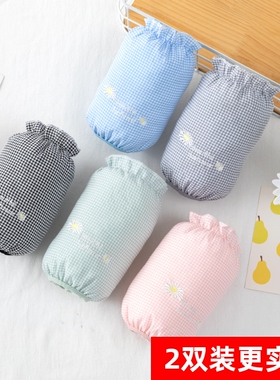 韩版格子棉布短款袖套女秋冬天防污袖头居家办公防脏护袖学生套袖