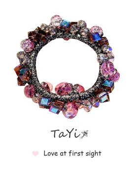 韩系高端紫色水晶发圈头绳气质发饰女网红高弹力皮筋百搭精致新款