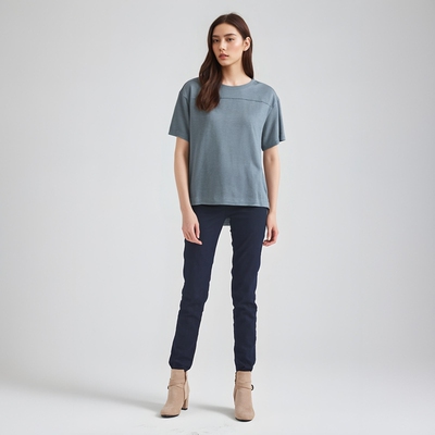 液氮丝光棉圆领正肩袖宽松大版女T恤2色