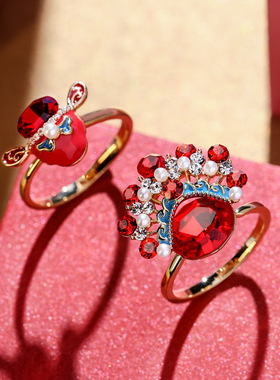 国风复古食指指环男女情侣款高级感国风戏曲京剧脸谱刀马旦戒指女