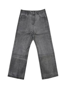 UNKNOWNWORLD 23SS WASHED WAXED GREY Jeans /刷胶阔腿灰牛仔裤