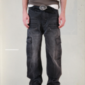 25FW 工装 恶魔季 UNKNOWNWORLD 一字袋工装 口袋双膝帆布伐木裤 裤