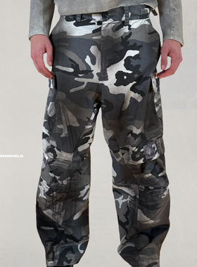 UNKNOWNWORLD ARCHIVE OF MY ART TASTE CARGO迷彩贴布做旧工装裤