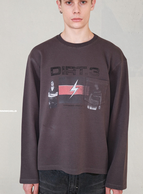 UNKNOWNWORLD 25FW 恶魔季throbbing gristle印花华夫格套头卫衣