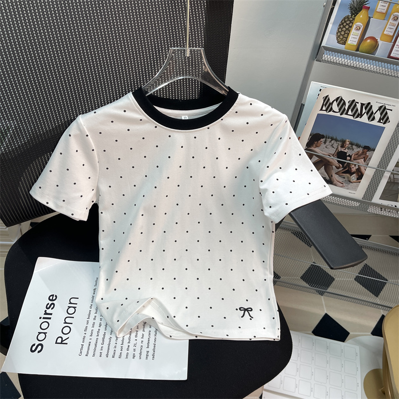 纯棉正肩T恤女短袖夏季上衣短款