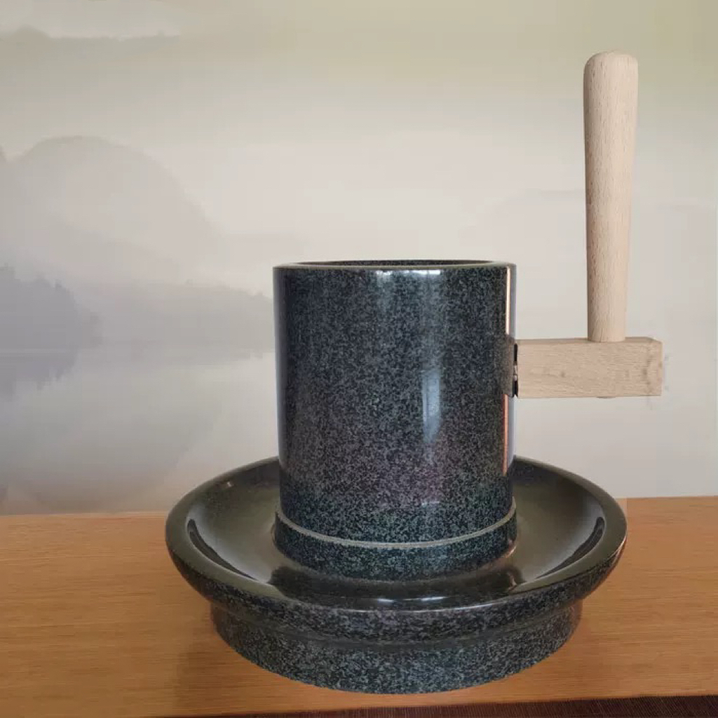 宋代点茶石磨研磨茶叶抹茶石磨茶粉工具磨具茶碾磨茶器茶臼400目