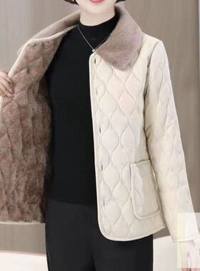 清仓妈妈加绒加厚皮棉袄冬季洋气时尚棉衣外套中年女宽松大码棉服
