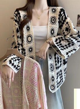 独特超好看钩花镂空针织衫外套女2025新款夏季防晒衣开衫上衣