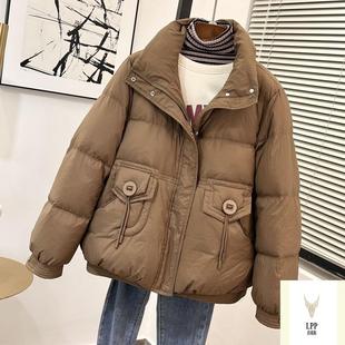 清仓2025冬季立领黑色最新款短款棉衣女加厚羽绒棉服棉袄外套