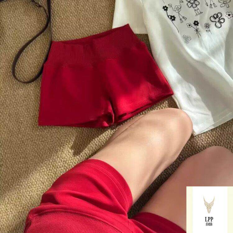 美式复古辣妹学院风运动短裤女2025夏季新款百搭休闲瑜伽直筒热裤