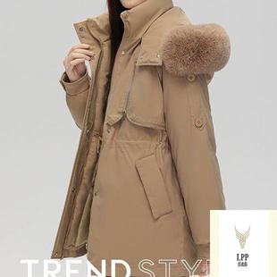 韩版 冬季 宽松加毛领加厚派克服棉袄棉衣冬外套 棉服中长款 清仓女装