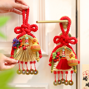 饰万字节葫芦新居搬家入宅仪式 结婚乔迁之喜入户门把手扫帚挂件装