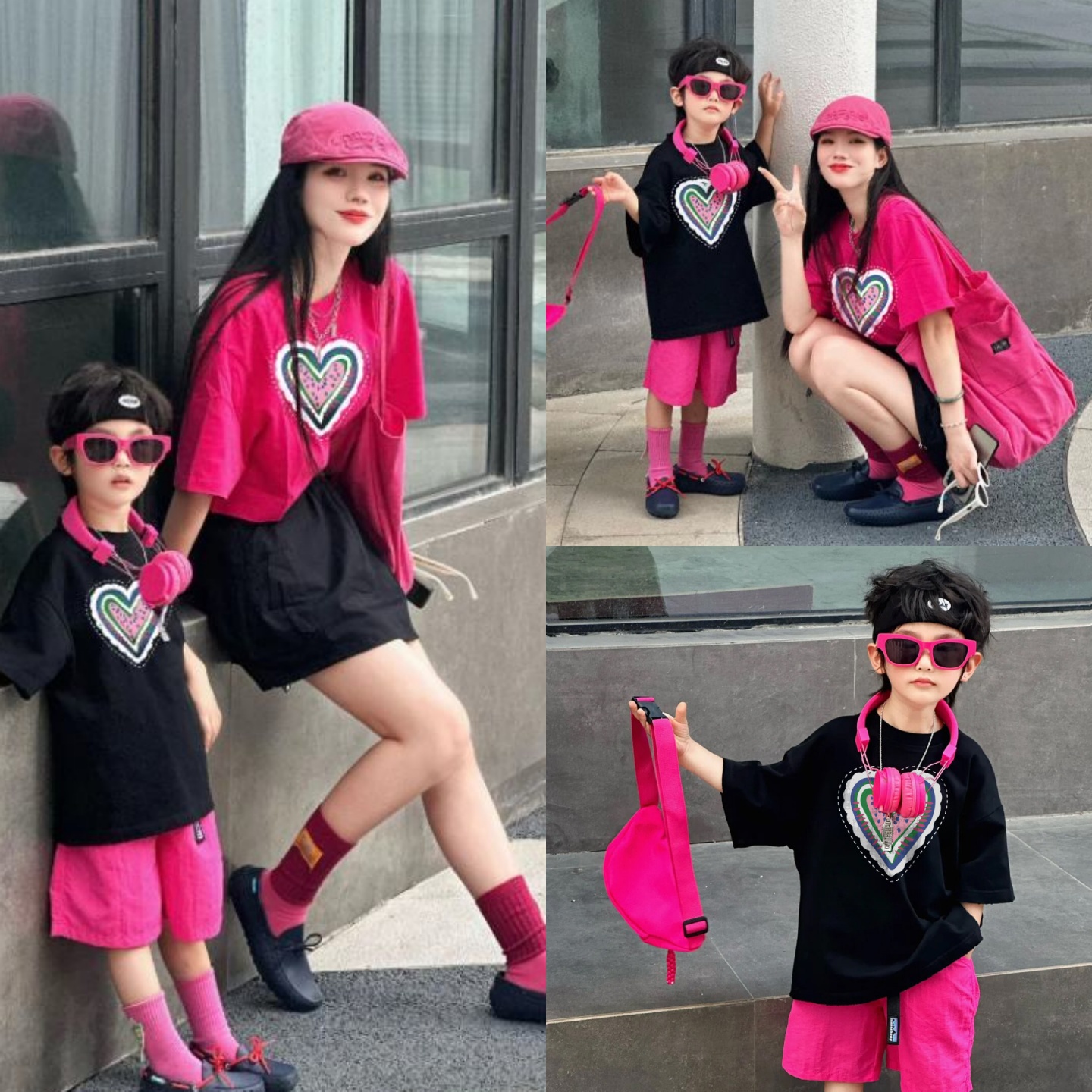 又酷又飒的母子装一家三口四口亲子装2025新款超火的工装风母女装