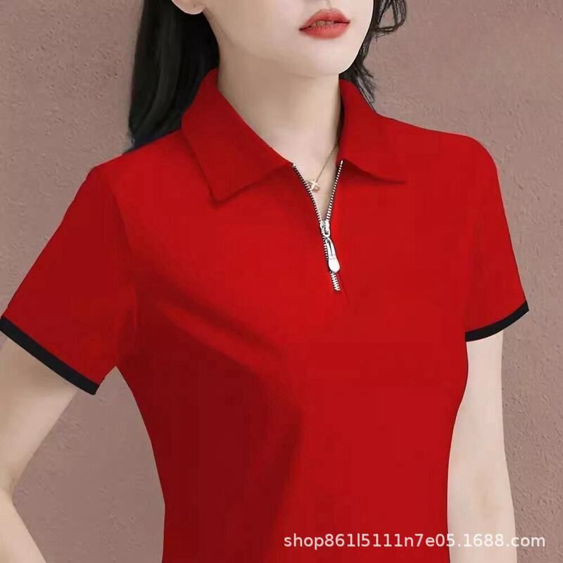 女大码洋气宽松短袖中年上衣女装图片