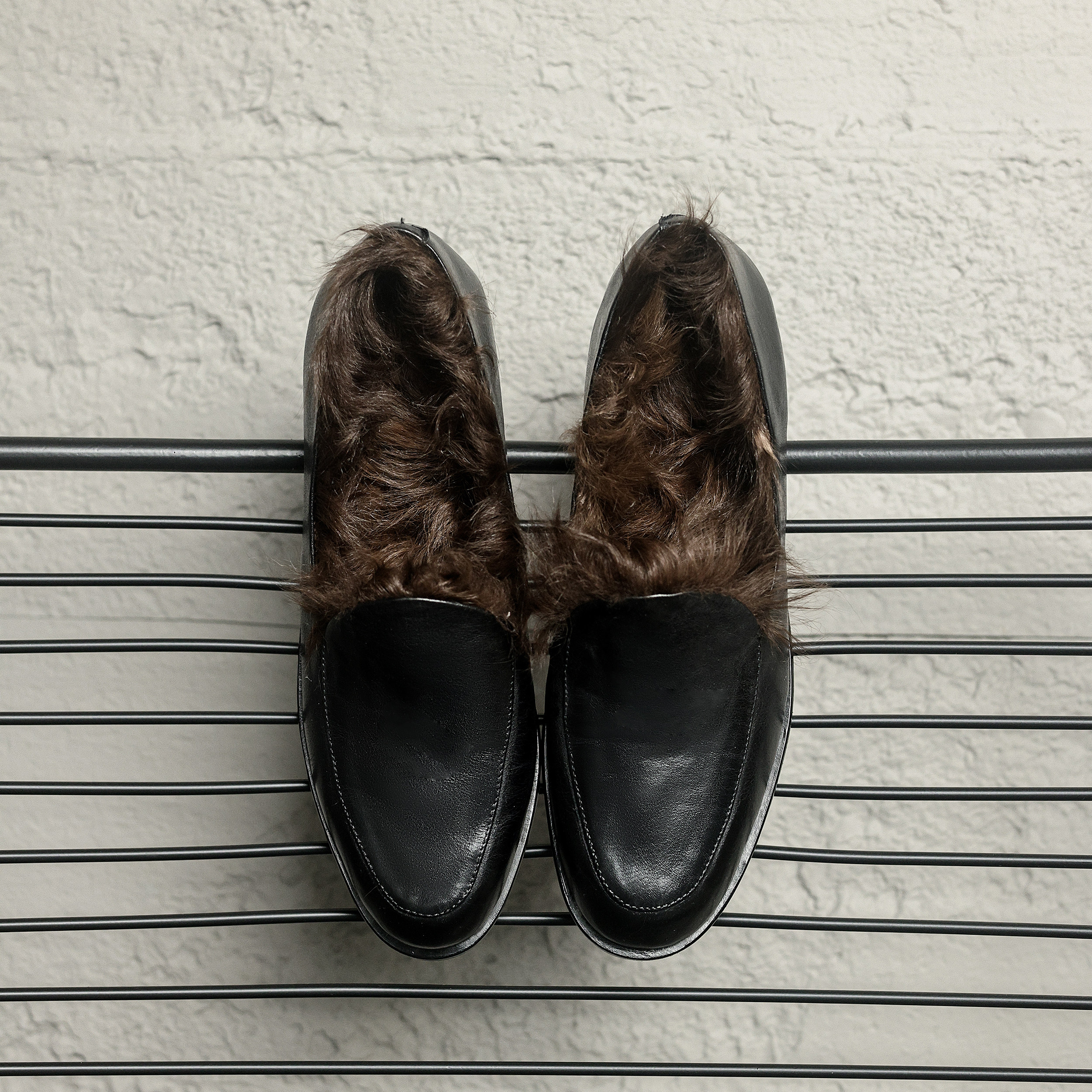 MIA【马皮 X 羊毛】乐福鞋女冬季黑色毛毛一脚蹬软底平底小皮鞋,女鞋,乐福鞋（豆豆鞋）,淘宝优惠券,粉丝福利购,淘宝优惠卷