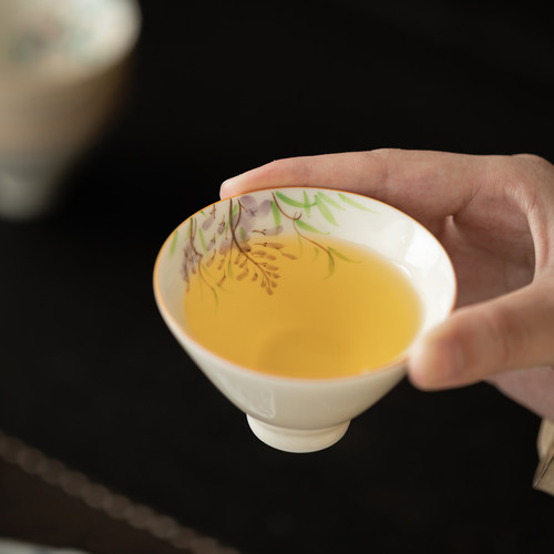 釉下彩手绘大号斗笠杯