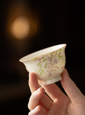 小清新手绘釉下彩陶瓷品茗杯