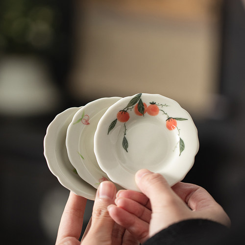 釉下彩纯手绘陶瓷杯垫茶托