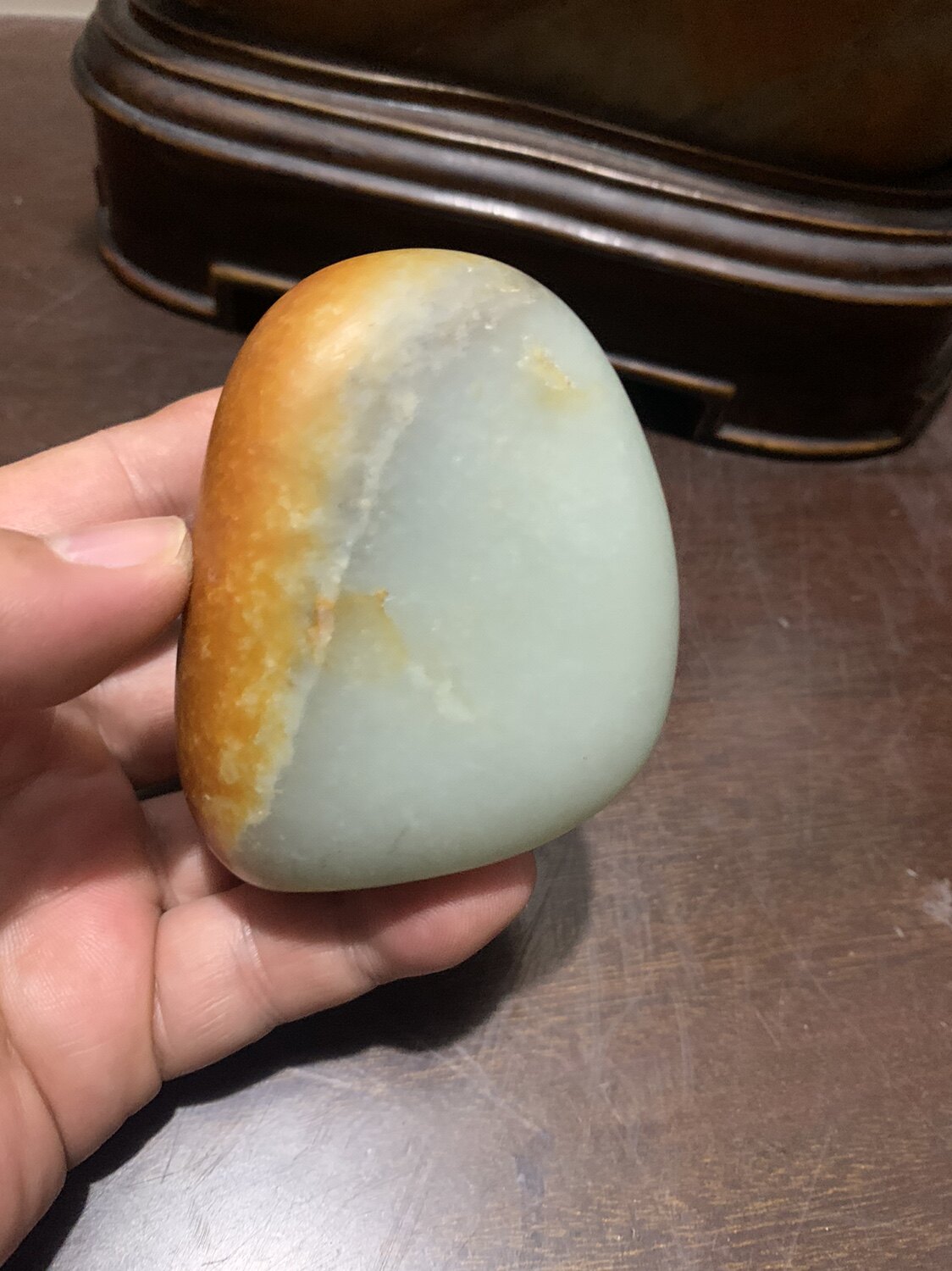 益百趣收藏品 新疆和田玉籽料黄皮籽料原石 370克
