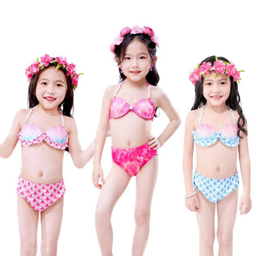 爱丽儿美人鱼泳衣比基尼女童贝壳