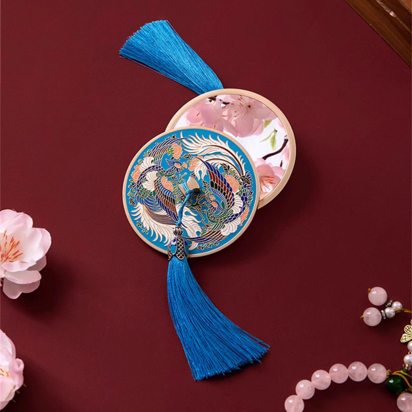 北京故宫凤穿牡丹古风镜子博物馆文创随身镜国风结婚手持化妆镜