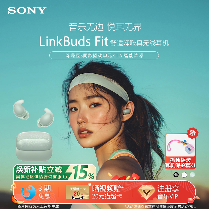 索尼LinkBudsFit真无线降噪耳机