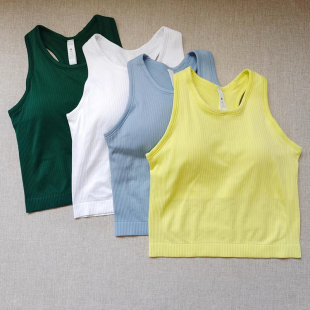 高品质带胸垫运动短款 透气吸汗外穿跑步健身训练瑜伽服女 背心无袖