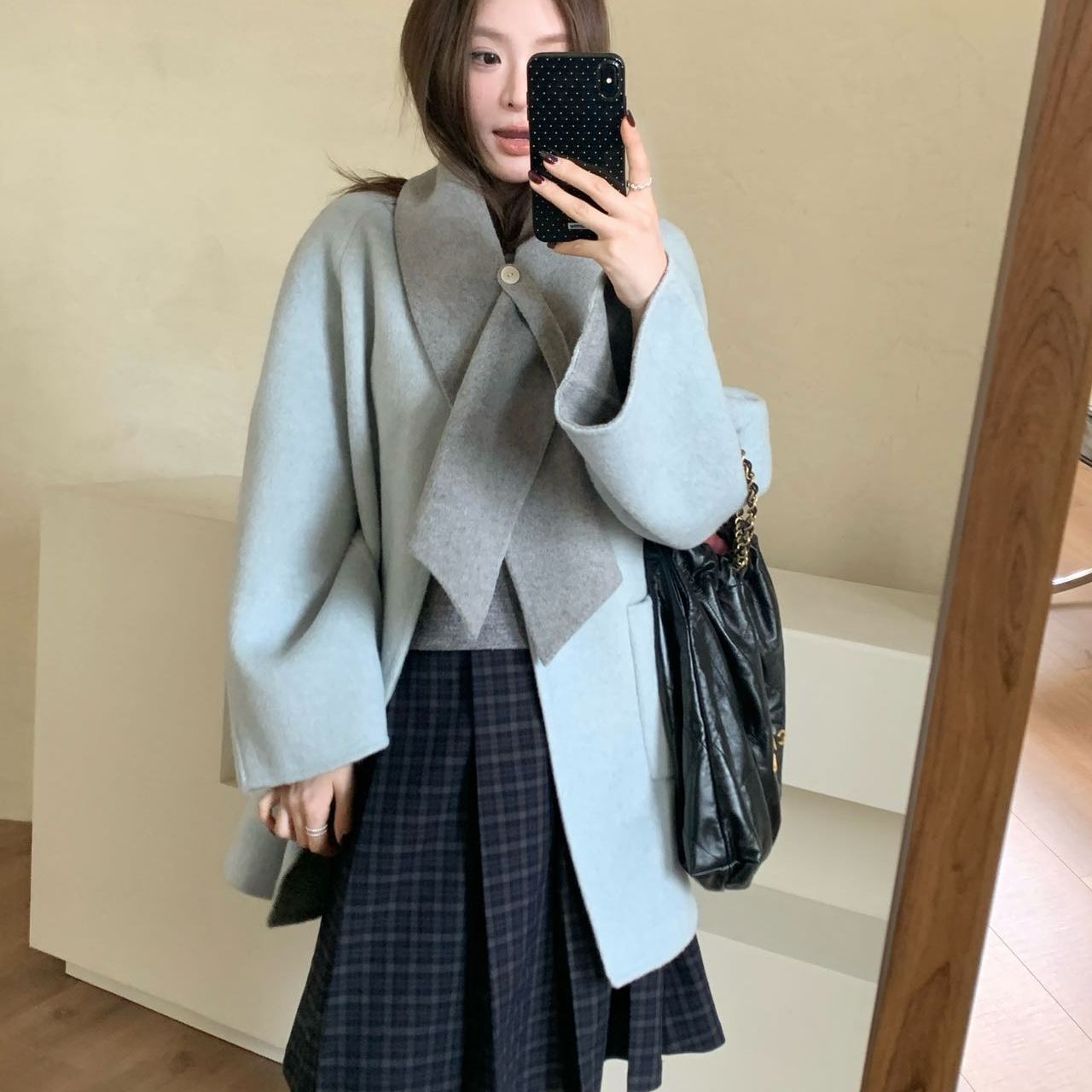 2025秋冬新款韩系双面羊绒大衣女中长款小个子高端羊毛呢外套女