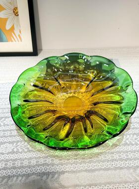 简约现代绿色渐变纯手工琉璃水果盘装饰餐桌茶几样板间高级感果斗