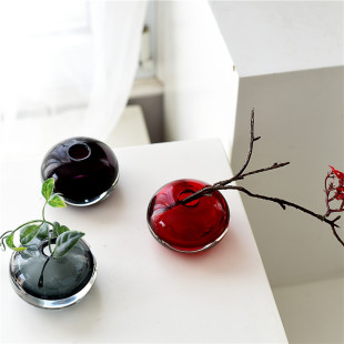 饰水养卫生间台面摆件 现代居家装 欧式 简约小号玻璃花瓶香薰瓶时尚