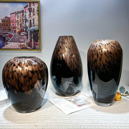 新中式新古典现代轻奢琉璃花瓶摆件客厅插花样板间酒店装饰品家居