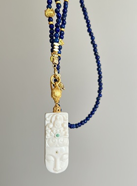 【万能链】天然青金石琥珀项链新中式轻奢小众精致闺蜜礼物送女友