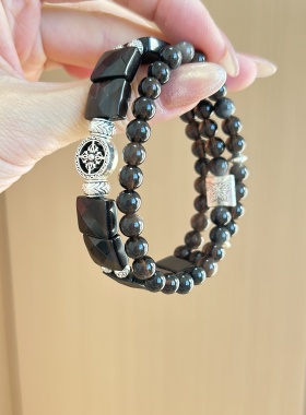 天然银耀石手牌手串三圈设计款女款简约大气饰品礼物