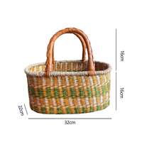 Vietnamese imported seaweed woven bags, hand-woven straw baskets, beach bags, vegetable baskets, African elements, ins style, Nordic style thumbnail 8