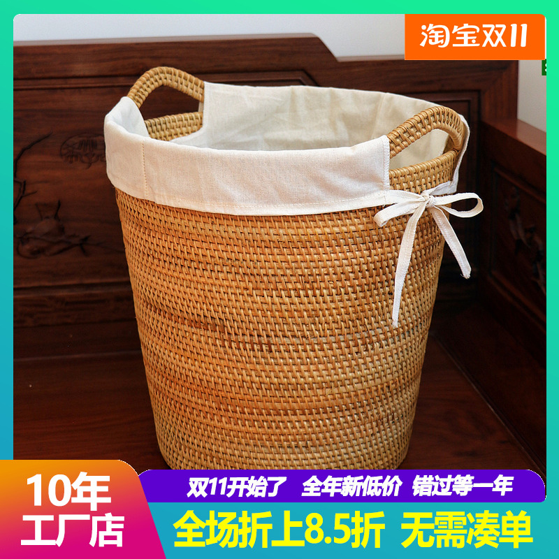 越南手工藤编脏衣桶北欧