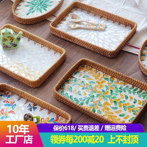 进口手工藤编贝壳北欧小清新环保