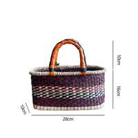 Vietnamese imported seaweed woven bags, hand-woven straw baskets, beach bags, vegetable baskets, African elements, ins style, Nordic style thumbnail 5