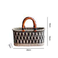 Vietnamese imported seaweed woven bags, hand-woven straw baskets, beach bags, vegetable baskets, African elements, ins style, Nordic style thumbnail 2