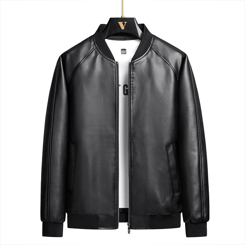 8xl春秋季机车外套青年男士立领PU夹克休闲立领皮衣防风保暖外套