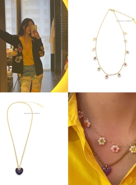 宋妍霏同款小众设计花朵爱心项链