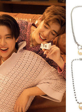 BKPP钛钢圆珠珍珠金圈纹吊坠项链choker颈链潮酷时尚情侣套装饰品