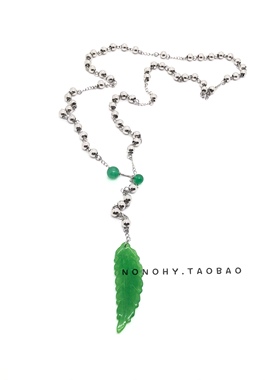玉石钛钢街头风项链