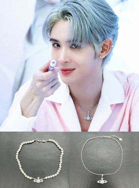 床伴netjames程浩颜同款钛钢珍珠星球吊坠项链圈潮酷男女饰品周边