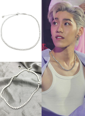 林祎凯同款PP锆石满钻钛钢项链圈不退色百搭潮酷BKPP周边礼品