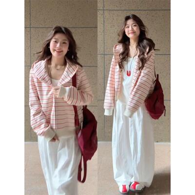 韩系巨好看早秋条纹外套