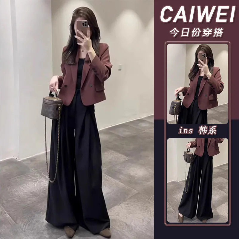 初秋穿搭盐系炸街时尚高级感小洋装又a又飒气质小个子西装套装裤