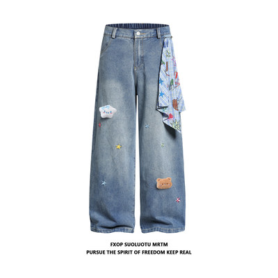 FXOP美式星星刺绣小熊格