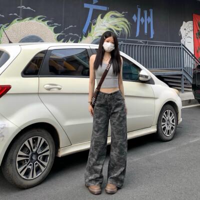 纯哥家美式迷彩直筒牛仔